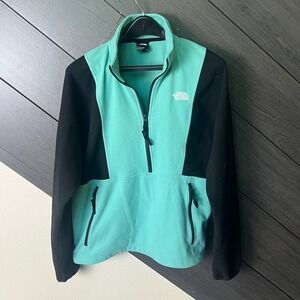 The North Face Men's Glacier 1/4 Zip Fleece Pullover Aqua Black Medium Casual